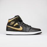 Jordan 1 Mid Black Metallic Gold