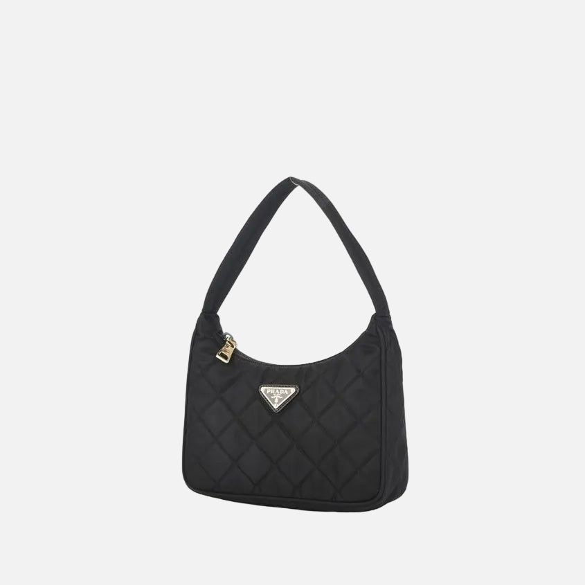 Prada Svart Kviltad Mini-väska i Nylon