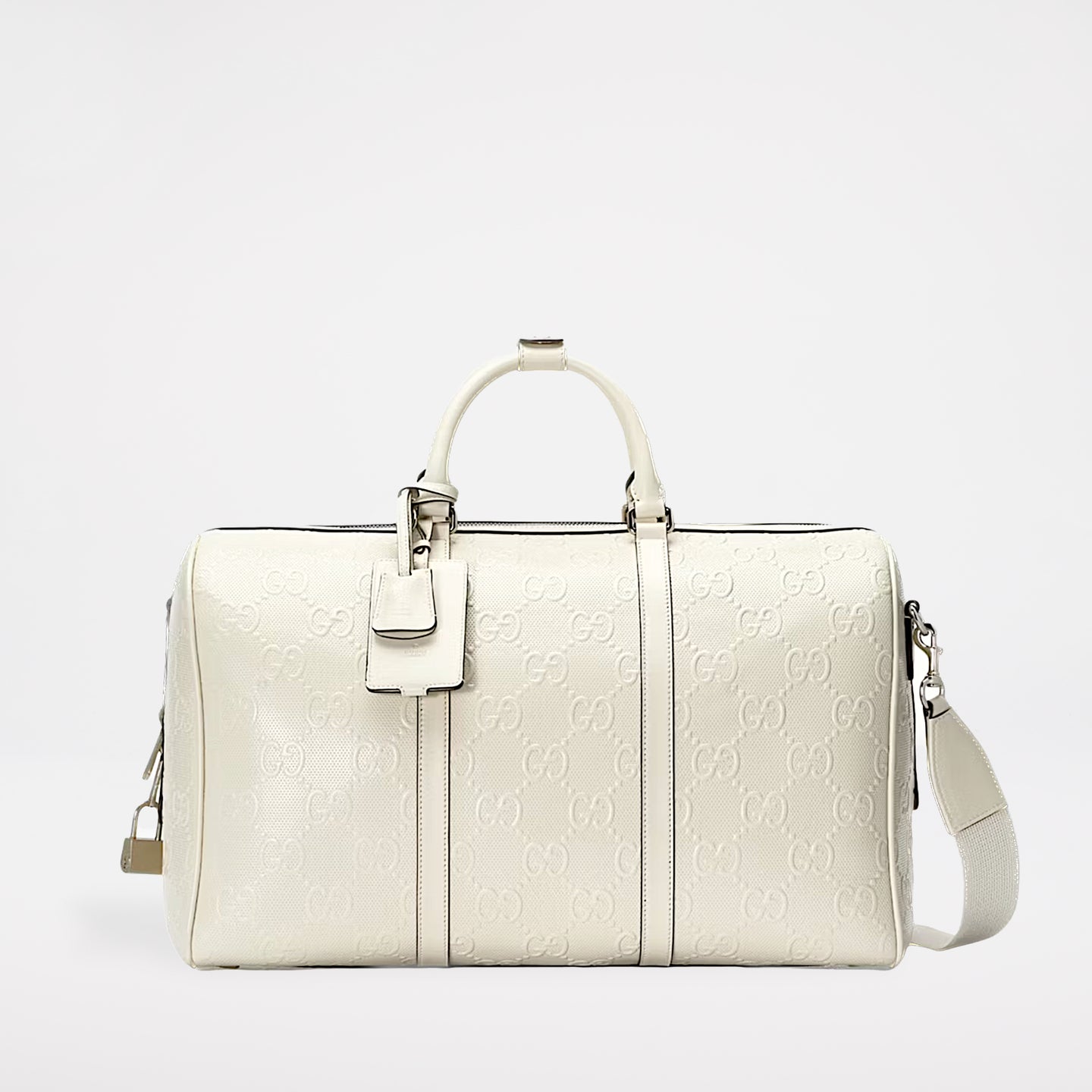 Gucci GG Embossed Duffle Bag White