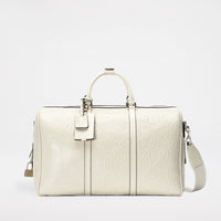 Gucci GG Embossed Duffle Bag White