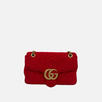 Gucci GG Marmont Handväska I Röd Sammet
