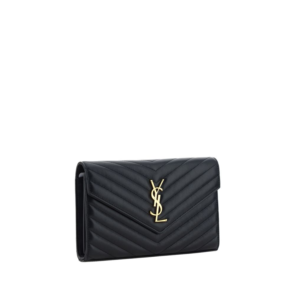 Saint Laurent Svart Axelväska I Kalvläder (Bos Taurus)