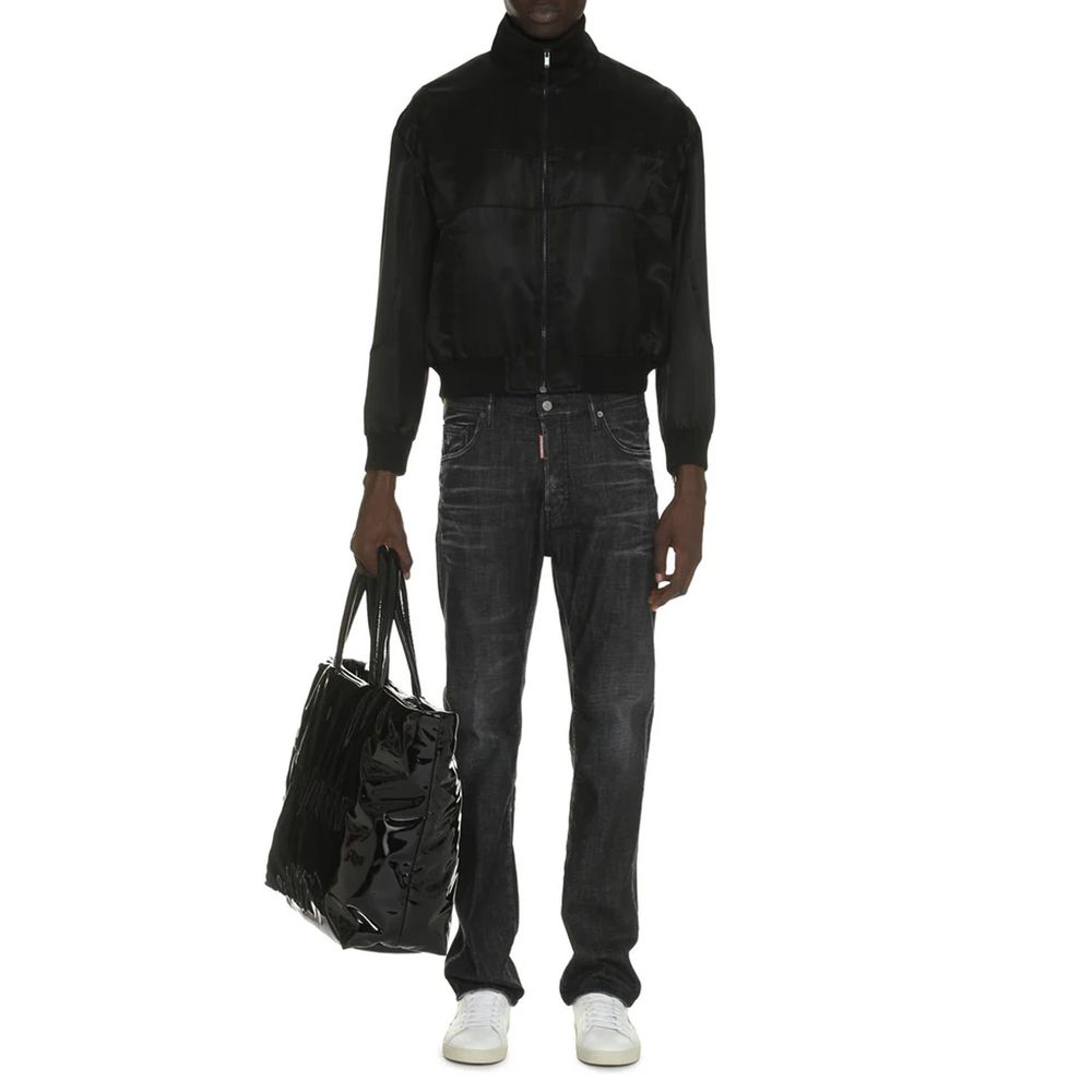 Saint Laurent Svart Sidenbomberjacka