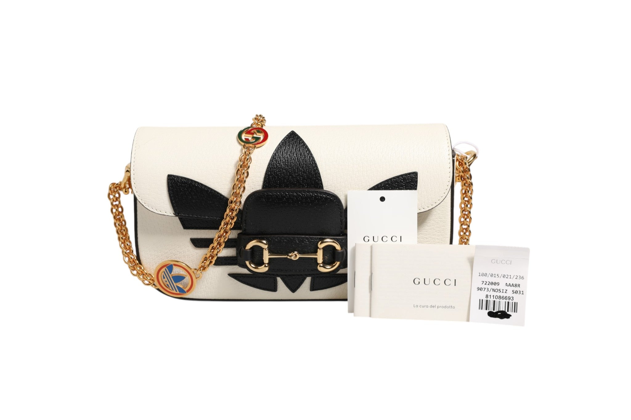 Gucci x Adidas Horsebit 1955 Axelremsväska I Svart/Vitt