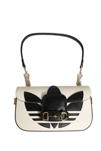 Gucci x Adidas Horsebit 1955 Axelremsväska I Svart/Vitt
