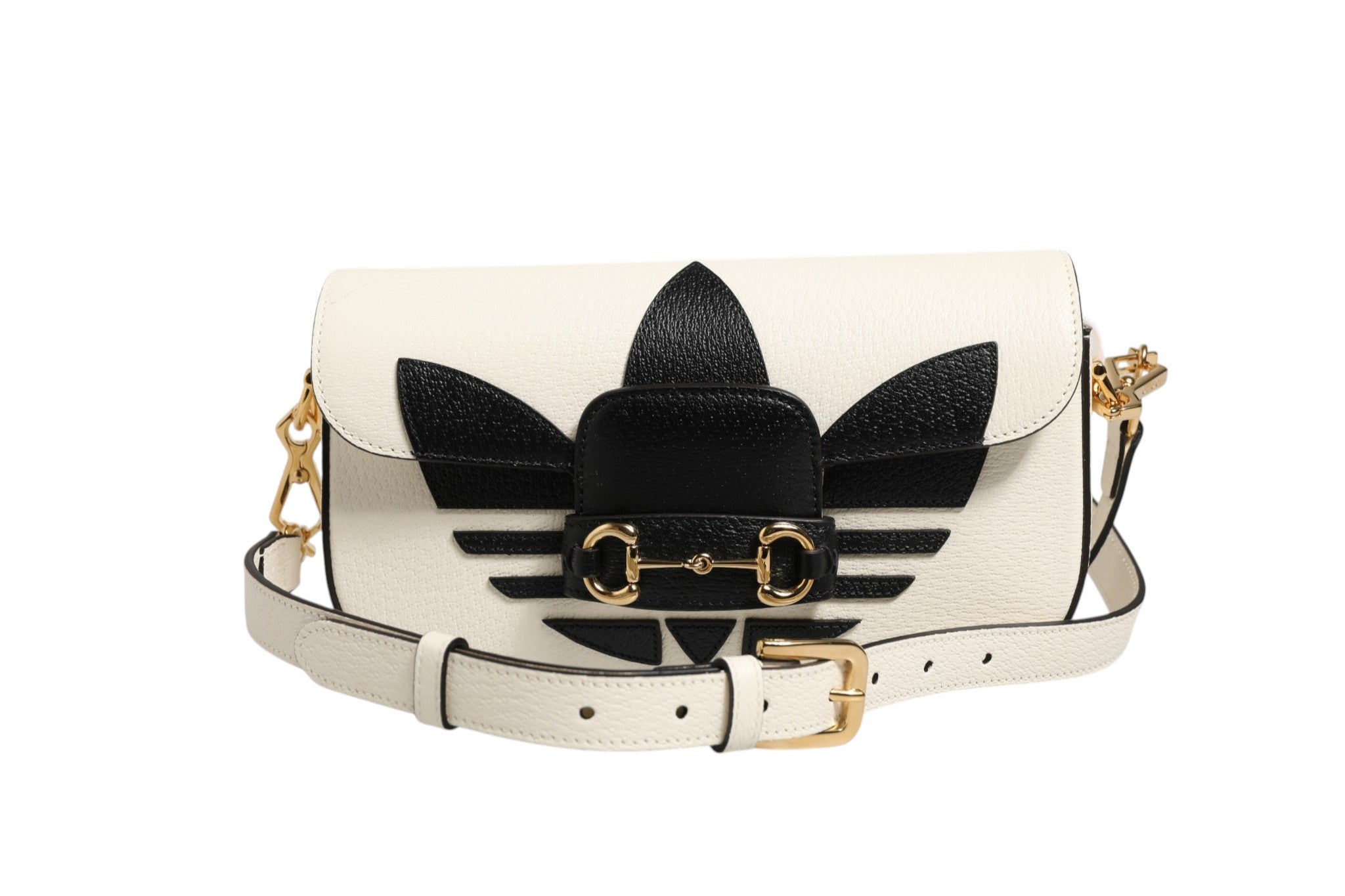 Gucci x Adidas Horsebit 1955 Axelremsväska I Svart/Vitt
