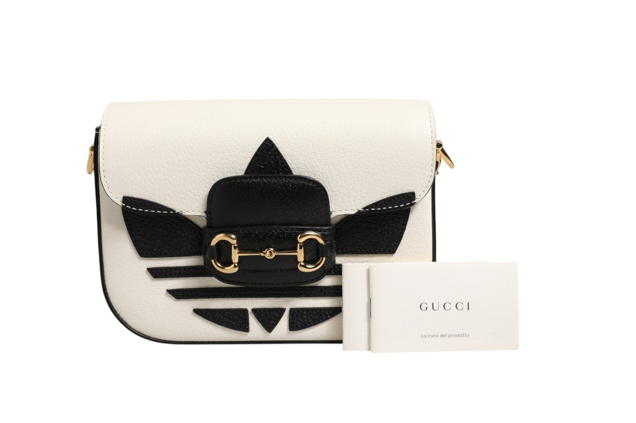 Gucci x Adidas Horsebit 1955 Axelremsväska Vit/Svart