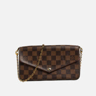 Louis Vuitton Pochette Félicie Plånbok Med Kedja I Damier Ébène