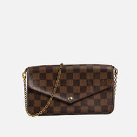 Louis Vuitton Pochette Félicie Plånbok Med Kedja I Damier Ébène