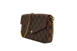 Louis Vuitton Pochette Félicie Plånbok Med Kedja I Damier Ébène