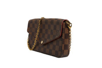 Louis Vuitton Pochette Félicie Plånbok Med Kedja I Damier Ébène