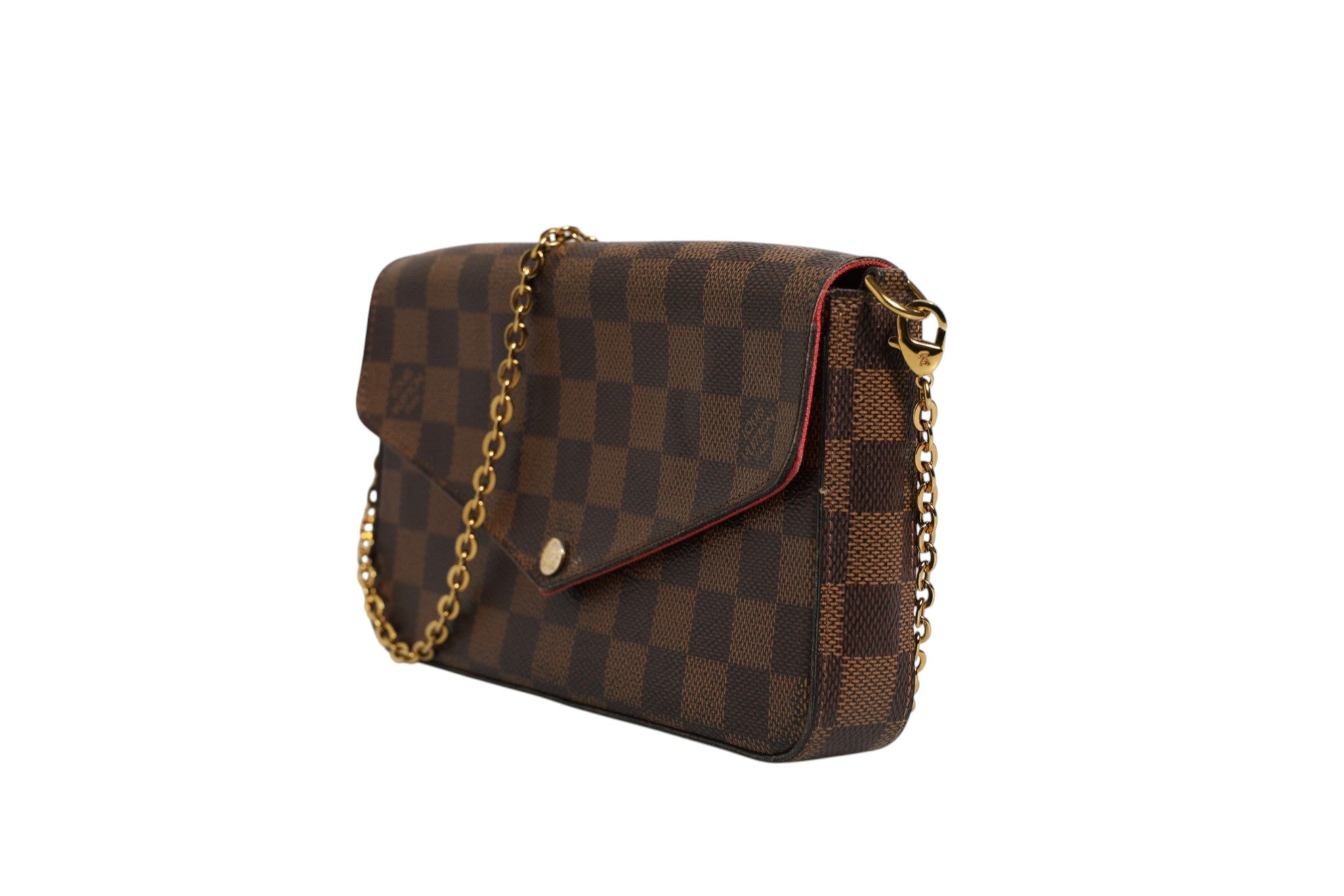 Louis Vuitton Pochette Félicie Plånbok Med Kedja I Damier Ébène