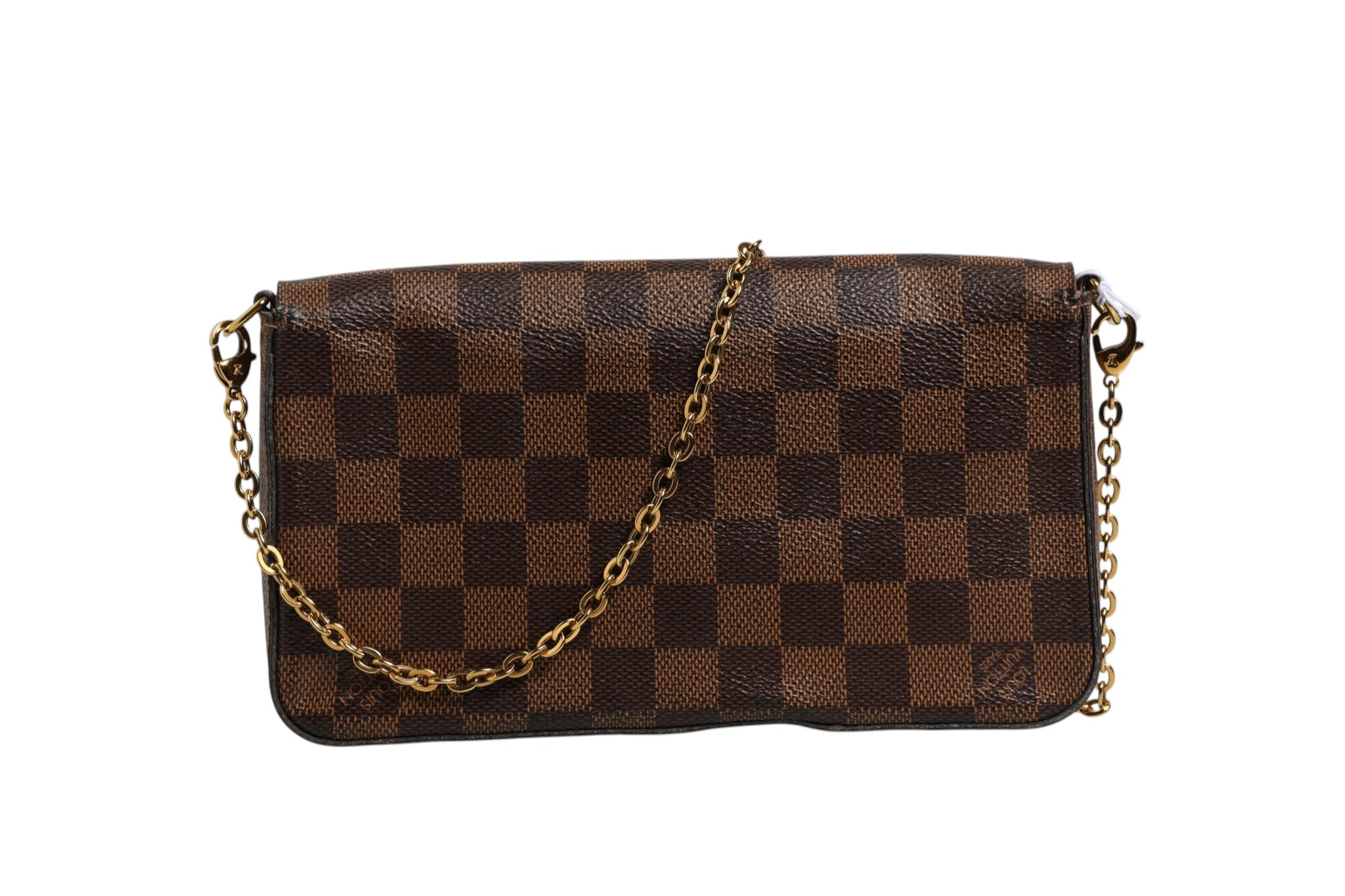 Louis Vuitton Pochette Félicie Plånbok Med Kedja I Damier Ébène