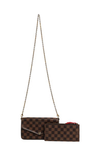 Louis Vuitton Pochette Félicie Plånbok Med Kedja I Damier Ébène