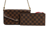 Louis Vuitton Pochette Félicie Plånbok Med Kedja I Damier Ébène