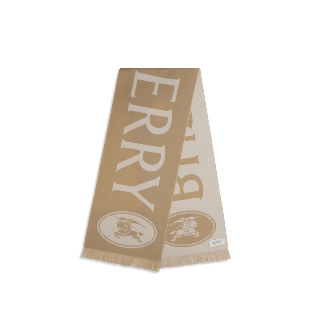 Burberry Beige Ullhalsduk Med Motiv