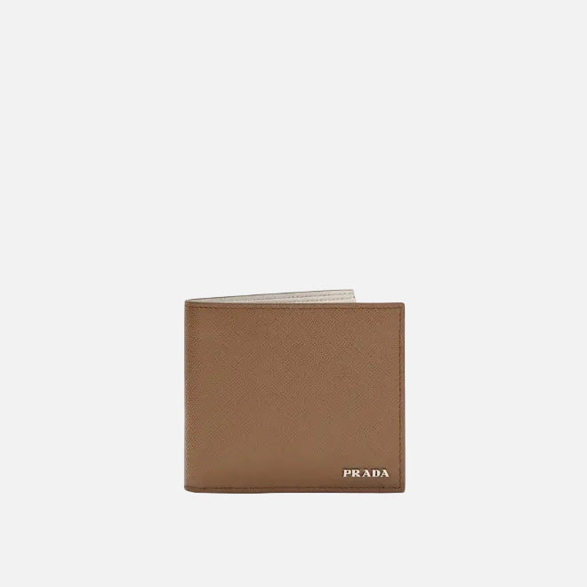 Prada Vikbar Plånbok i Kalvskinn Beige