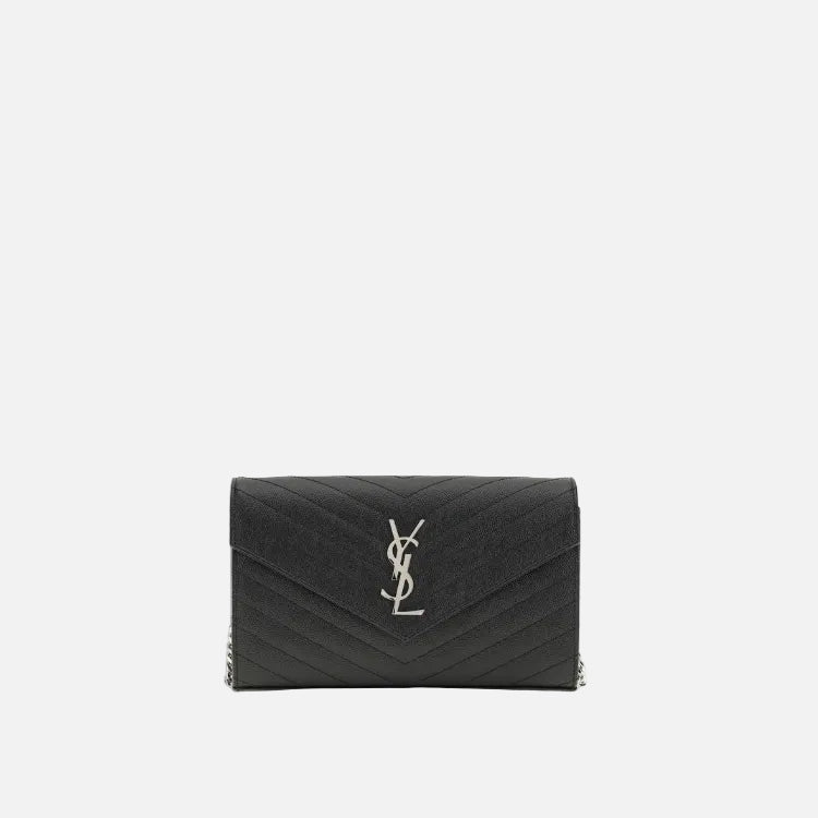 Saint Laurent Svart Plånbok Axelremsväska I Kalvläder