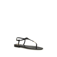 Saint Laurent Svarta Flata Sandaler I Läder