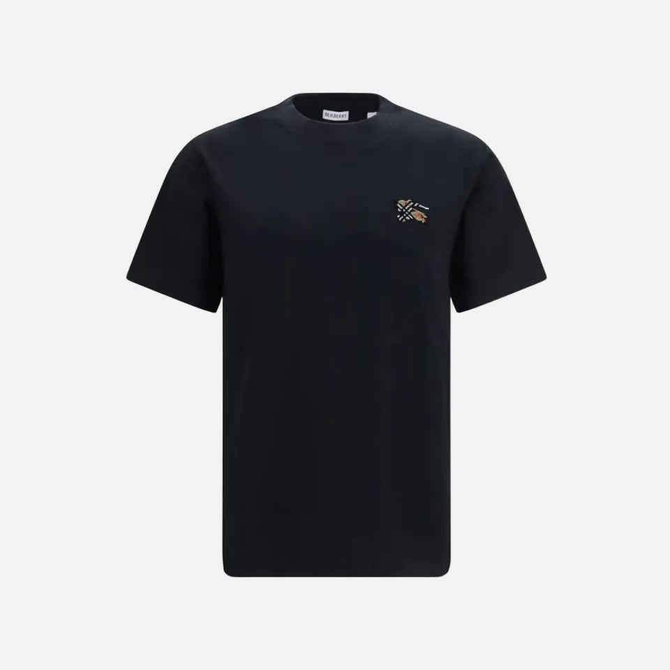 Burberry Svart T-shirt i Bomull med Check Equestrian Knight