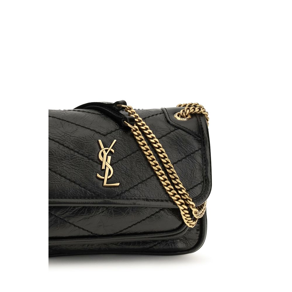 Saint Laurent Mini Axelremsväska I Svart Kalvläder (Bos Taurus)