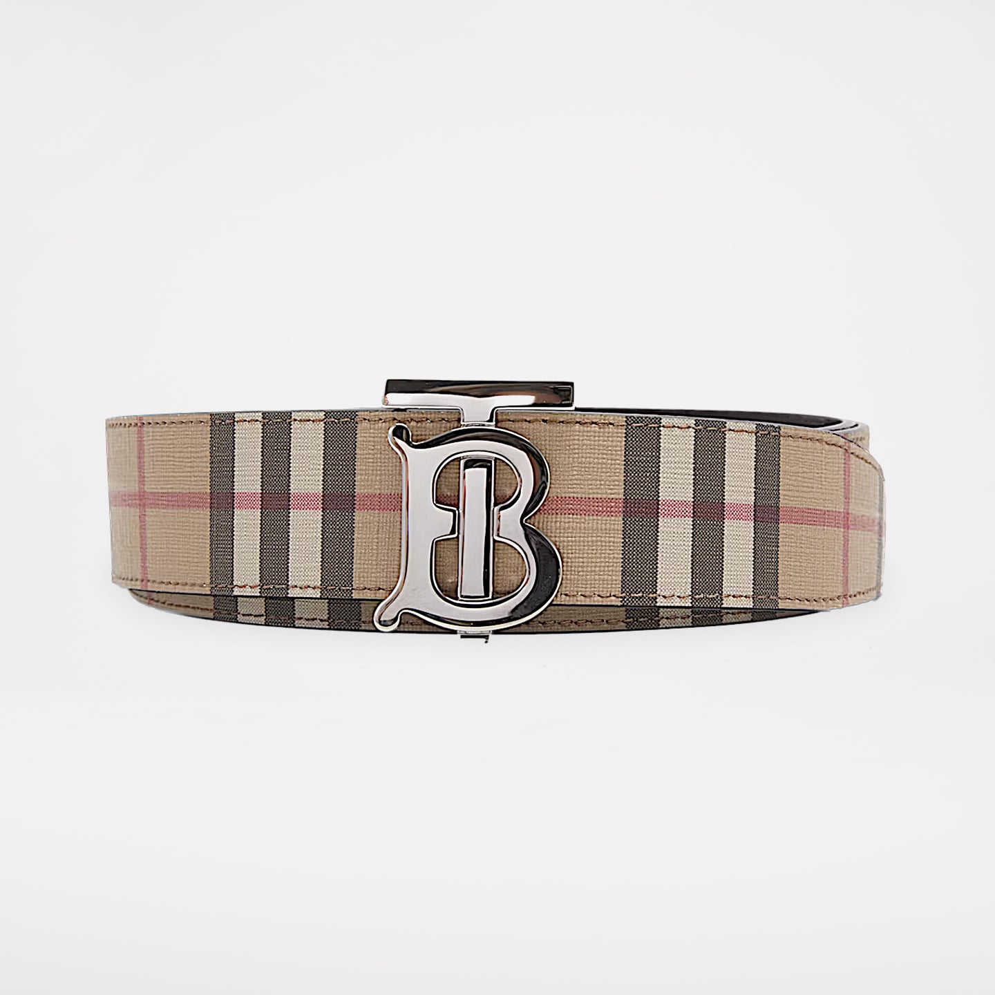 Burberry Vändbart Bälte med Monogram och Vintage Rutmönster Beige