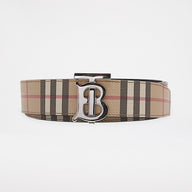 Burberry Vändbart Bälte med Monogram och Vintage Rutmönster Beige