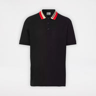 Burberry Logo Detail Cotton Piqué Polo Shirt Black