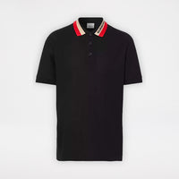 Burberry Logo Detail Cotton Piqué Polo Shirt Black