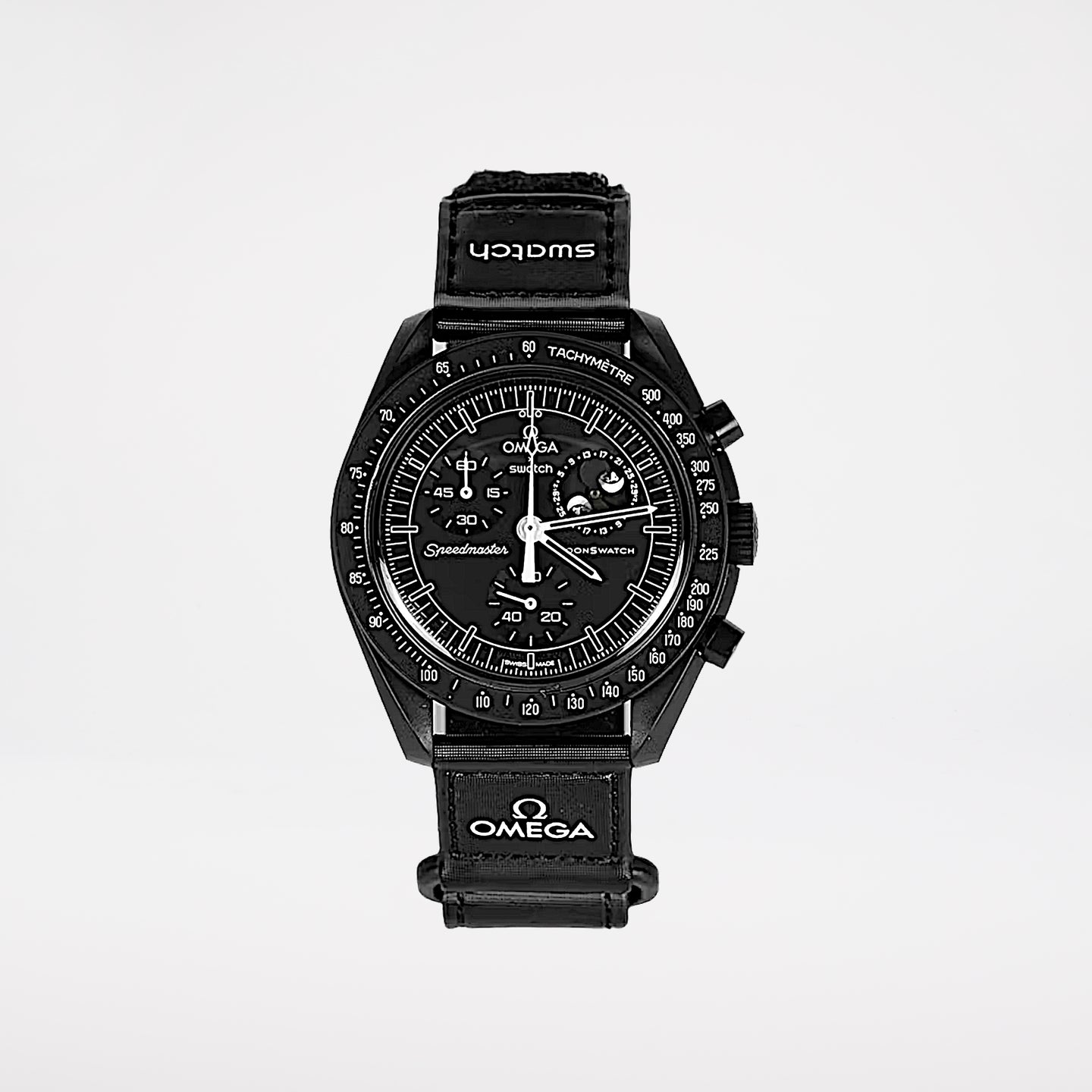 Swatch x Omega Bioceramic Moonswatch Mission To Moonphase Snoopy Svart SO33B700