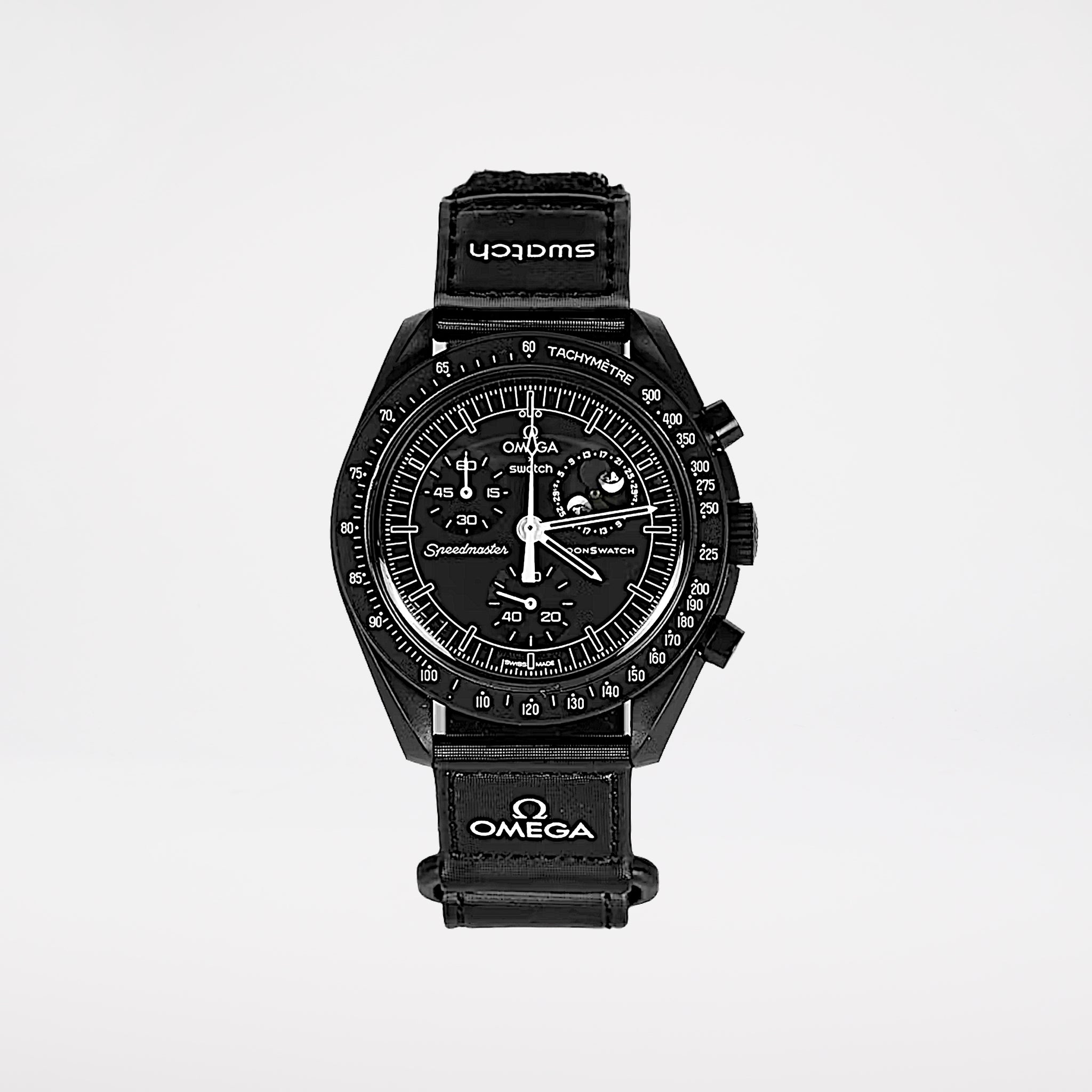 Swatch x Omega Bioceramic Moonswatch Mission To Moonphase Snoopy Svart SO33B700