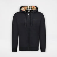 Burberry Hove Check Embroidery Logo Zip Hoodie Black