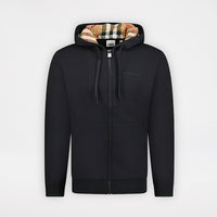 Burberry Hove Check Embroidery Logo Zip Hoodie Black