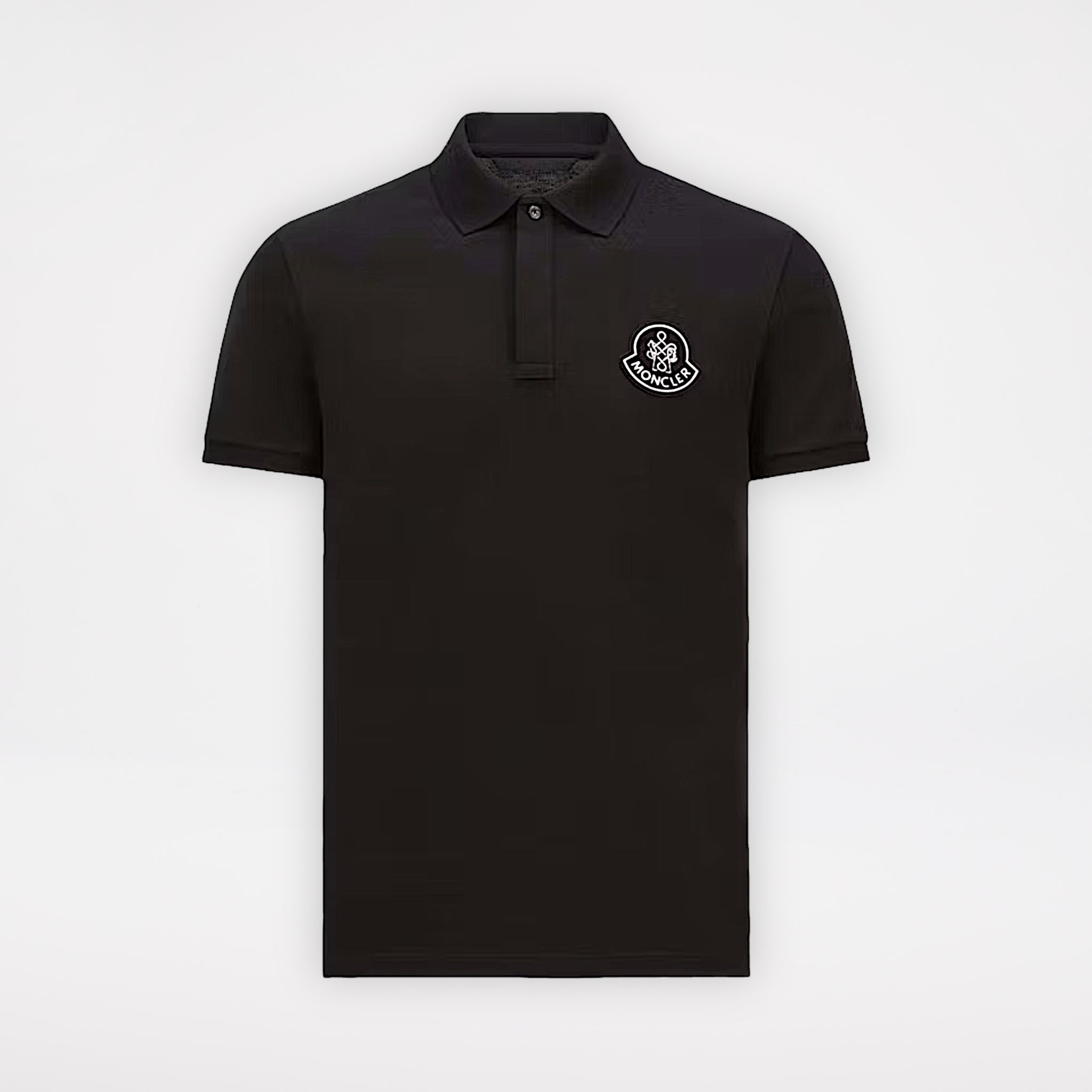 Moncler Year of the Snake Patch Cotton Piquet Polo Shirt Black