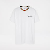 Burberry Icon Stripe Trim Cotton T-shirt White