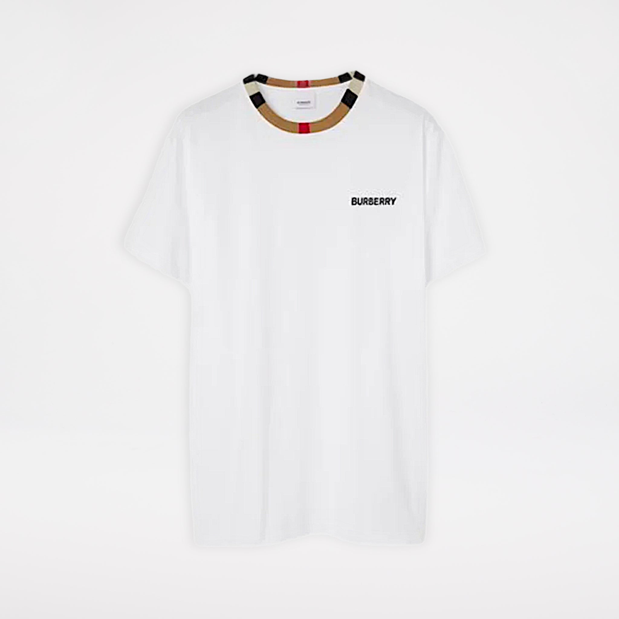 Burberry Icon Stripe Trim Cotton T-shirt White