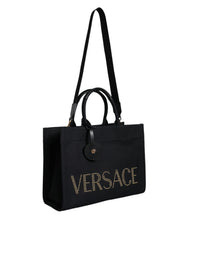 Versace Tote-Väska I Canvas och Läder