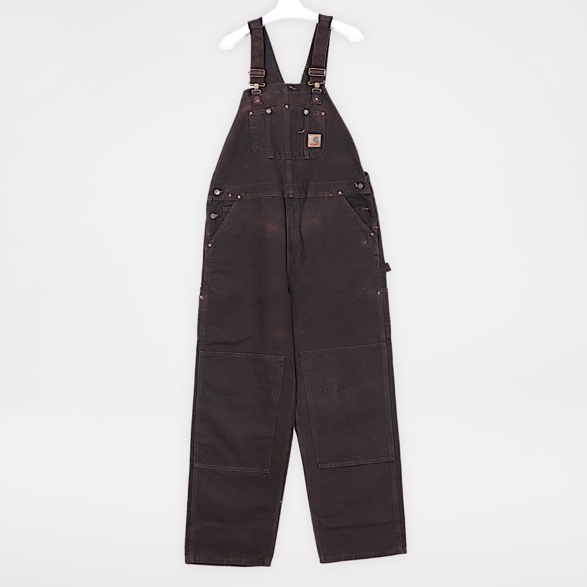 Carhartt Hängselbyxor Herr 40/32 Brun Sandstenstvättade Snickarbyxor