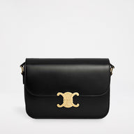 Celine Classique Triomphe Shoulder Bag in Shiny Calfskin Black